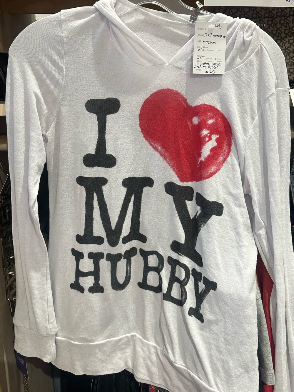 Hannah White Hoodie with Red Heart & Black Lettering